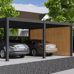 Abri Voiture Aluminium Anthracite GFP - 2.85x5.05m, Toit Polycarbonate, Design Moderne Sans Entretien